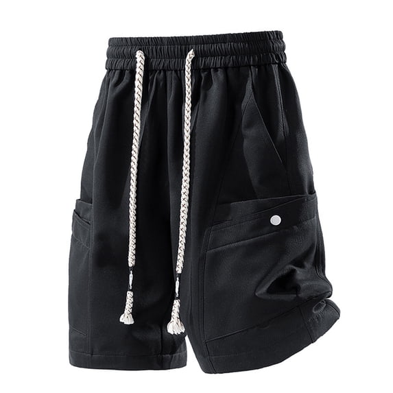 Kalauyu Men's Cargo Button Pocket Detail Shorts With Braided Drawstring Ideal For Casual Summer Wear