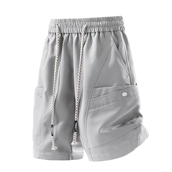 Kalauyu Men's Cargo Button Pocket Detail Shorts With Braided Drawstring Ideal For Casual Summer Wear