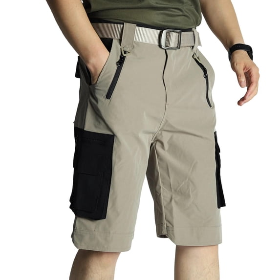Kalauyu Men's Cargo Shorts Color-Block Multi-Pocket Tactical Multifunctional Quick-Dry for Outdoor Shorts