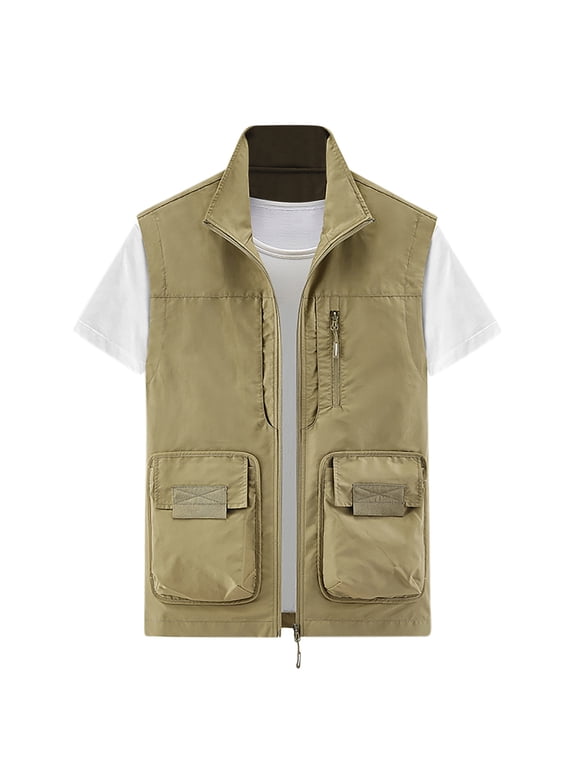 Men's Cargo Vest Quick-drying Lightweight Outdoor Fishing Work Safari Travel Photo Multi Pockets Jacket Vest
