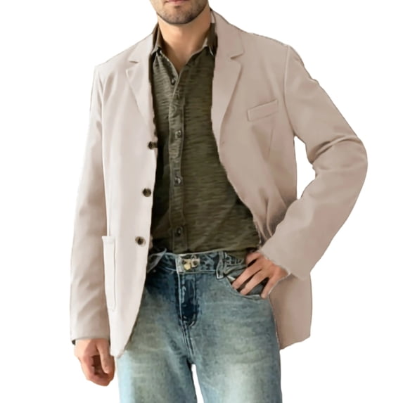 Kalauyu Men's Casual Blazer Lightweight Sport Coats Three Buttons Slim Fit Suit Jacket for Business Wedding Dress