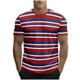 thumbnail image 1 of Kalauyu Men's Casual Striped Shirt Color Block Short Sleeve Crew Neck Cool Tee Shirts, 1 of 3