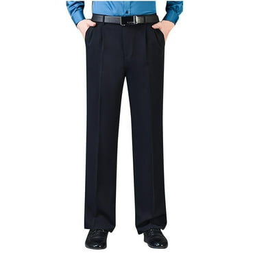 Kalauyu Men's Classic-Fit Wrinkle-Resistant Stretch Flat-Front Dress Pant