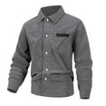 thumbnail image 1 of Kalauyu Men's Corduroy Shacket with Pockets Button Down Work Jackets Casual Long Sleeve Jacket, 1 of 4