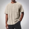 thumbnail image 1 of Kalauyu Men's Cotton T-Shirts Lightweight Crewneck Solid Color Short Sleeve loose Fit Summer Vintage Pullover Tees with Pocket, 1 of 4