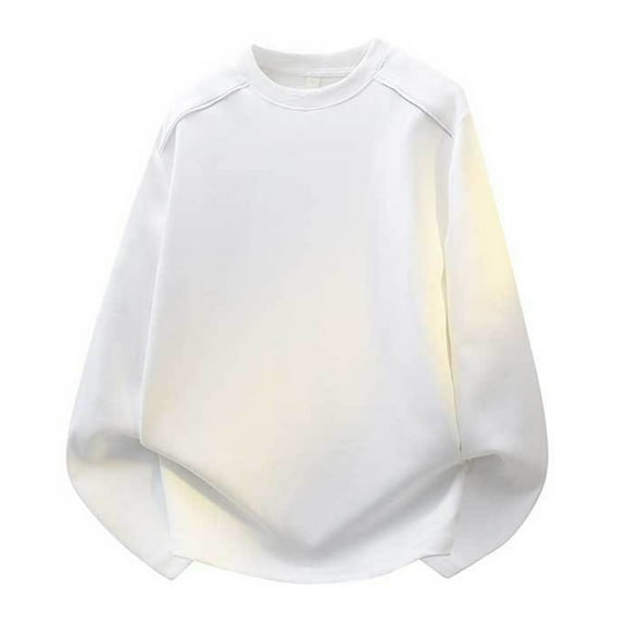 Kalauyu Men's Crewneck Sweatshirts Soild Color Long Sleeve Casual Pullover Shirt