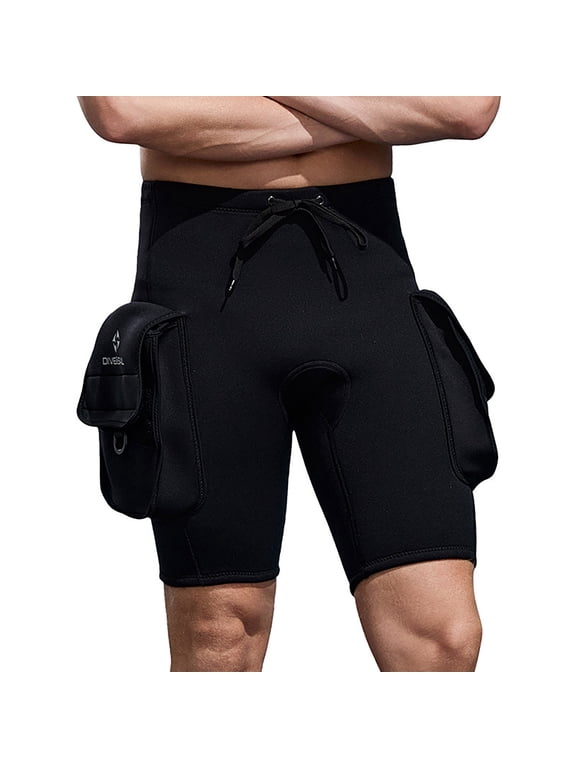 Men's Diving Shorts with Cargo Pockets Adjustable Drawstring Wetsuit for Snorkeling and Diving Shorts