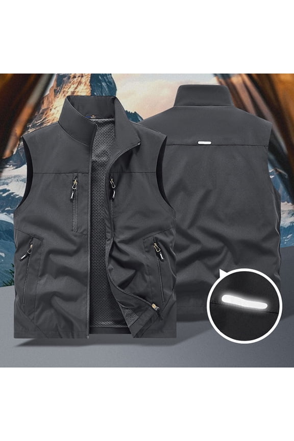 Men's Fishing Vest Utility Safari Travel Vest with Pockets Outdoor Work Photo Cargo Fly Summer Vest