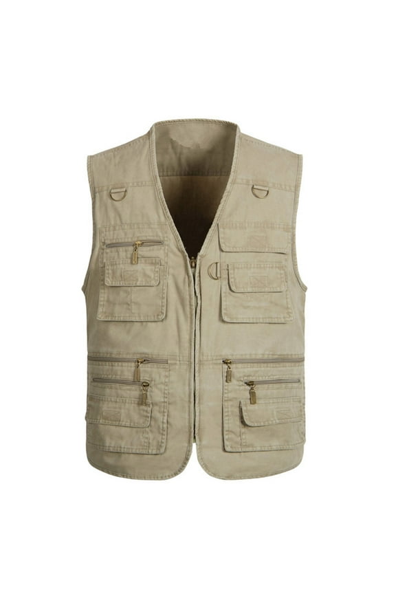 Men's Fishing Vest Utility Safari Travel Vest with Pockets Outdoor Work Photo Cargo Fly Summer Vest