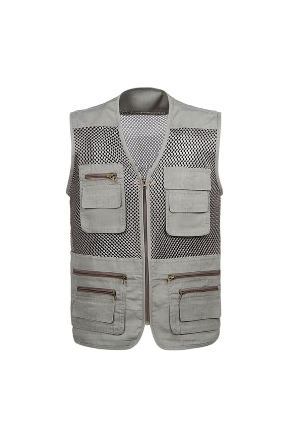 Men's Fishing Vest Utility Safari Travel Vest with Pockets Outdoor Work Photo Cargo Fly Summer Vest
