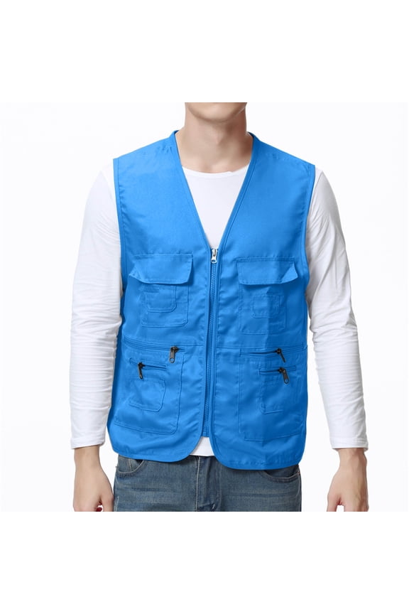 Men's Fishing Vest Utility Safari Travel Vest with Pockets Outdoor Work Photo Cargo Fly Summer Vest
