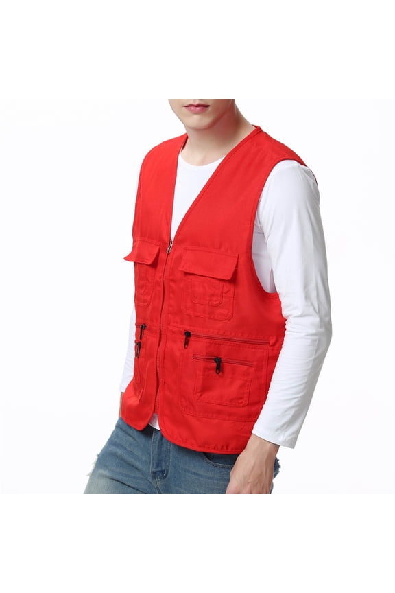 Men's Fishing Vest Utility Safari Travel Vest with Pockets Outdoor Work Photo Cargo Fly Summer Vest