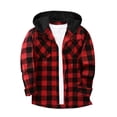 thumbnail image 1 of Kalauyu Men's Flannel Hoodie Shirts Casual Button Down Plaid Shirt Jackets for Men Long Sleeve Stylish Hooded with Pocket, 1 of 6