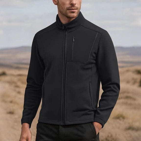 Kalauyu Men's Full-Zip Softshell Winter Jacket, Polar Fleece Athletic Jacket, Outdoor Sport Windproof Jackets