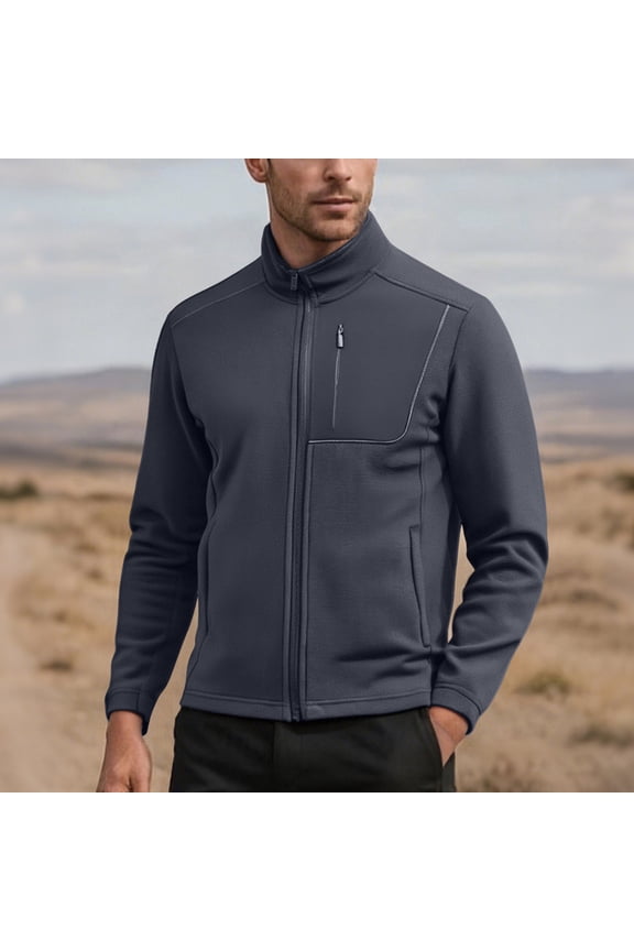Men's Full-Zip Softshell Winter Jacket, Polar Fleece Athletic Jacket, Outdoor Sport Windproof Jackets