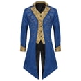thumbnail image 1 of Kalauyu Men's Halloween Mid Long Costume Coat Long Sleeve Turn Down Collar Jacket Halloween Cosplay Wedding Renaissance Party Tailcoat, 1 of 8