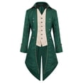 thumbnail image 1 of Kalauyu Men's Halloween Mid Long Costume Coat Long Sleeve Turn Down Collar Jacket Halloween Cosplay Wedding Renaissance Party Tailcoat, 1 of 7