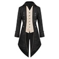 thumbnail image 1 of Kalauyu Men's Halloween Mid Long Costume Coat Long Sleeve Turn Down Collar Jacket Halloween Cosplay Wedding Renaissance Party Tailcoat, 1 of 7