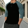 thumbnail image 1 of Kalauyu Men's Henley Shirt Fall Crewneck Color Block Slim Fit Long Sleeve T Shirts Button Up Tees, 1 of 2