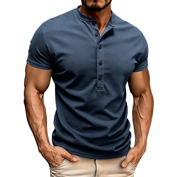 Kalauyu Men's Henley Shirt Short Sleeve T-Shirt Casual Top Pullover Summer Lightweight Tee Shirts with Button