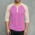 thumbnail image 1 of Kalauyu Men's Henley Shirt Spring Fall Crewneck Color Block Slim Fit Long Sleeve T Shirts Button Up Tees, 1 of 7