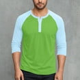 thumbnail image 1 of Kalauyu Men's Henley Shirt Spring Fall Crewneck Color Block Slim Fit Long Sleeve T Shirts Button Up Tees, 1 of 6