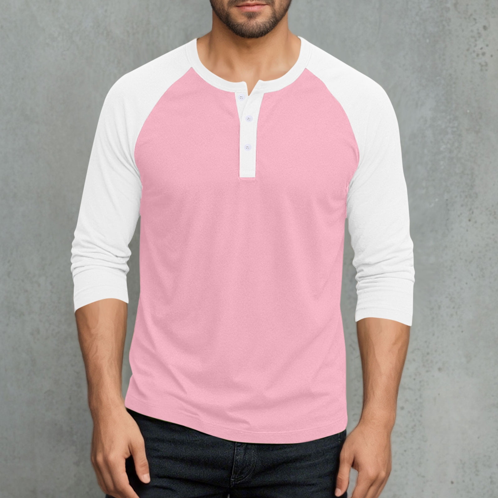 Spring Color Buttons For Crafts Kalauyu Men's Henley Shirt Spring Fall Crewneck Color Block Slim Fit ...