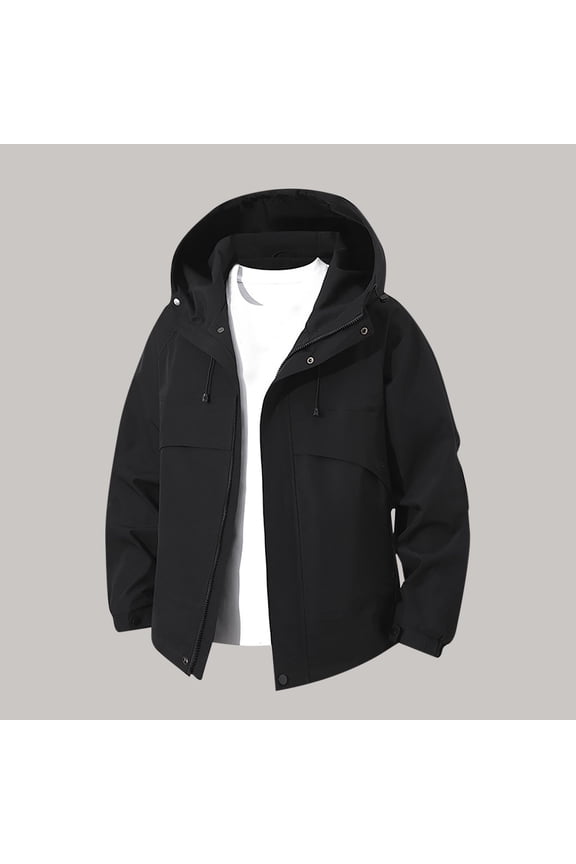 Men's Hooded Waterproof Jacket Lightweight Rain Jacket Outdoor Casual Sportswear