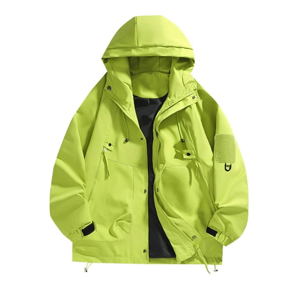 Kalauyu Men's Hooded Waterproof Jacket Lightweight Rain Jacket Outdoor Casual Sportswear