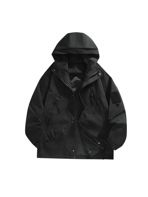 Men's Hooded Waterproof Jacket Lightweight Rain Jacket Outdoor Casual Sportswear