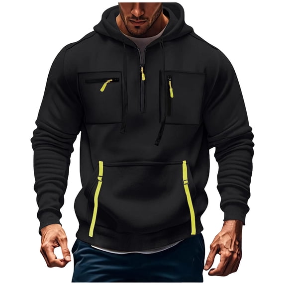 Kalauyu Men's Hoodie Casual Long Sleeve 1/4 Zipper Pullover Sweatshirts