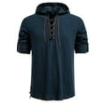 thumbnail image 1 of Kalauyu Men's Hoodie Shirt Medieval Renaissance Steampunk Retro Long Sleeve Lace up T Shirt Viking Gothic Tops, 1 of 9