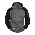 thumbnail image 1 of Kalauyu Men's Hoodies Casual Pullover Hooded Sweatshirt Long Sleeve Quarter Zip Cargo Hooded Tops with Pocket, 1 of 2