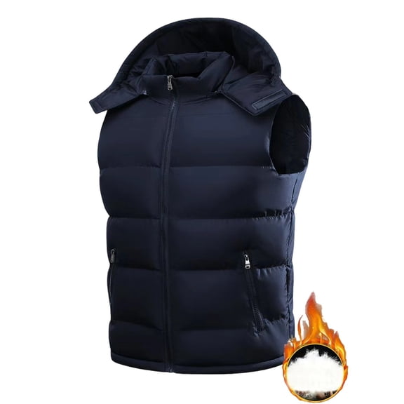 Kalauyu Men's Lightweight Puffer Vest Warm Quilted Sleeveless Outerwear for Work Casual Travel Removable Hooded
