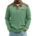 thumbnail image 1 of Kalauyu Men's Long Sleeve Pullover Lapel Shirts-Casual Loose Fit Sweatshirts V Neck Tops Collared Golf T Shirts with Pocket, 1 of 7