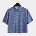 thumbnail image 1 of Kalauyu Men's Plaid Shirts Gingham Short Sleeve Button Down Crop Tee Tops, 1 of 9