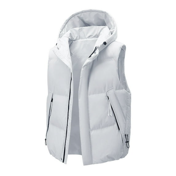 Kalauyu Men's Puffer Hoodie Vest Winter Zipper Outerwear Vests Warm Wind-Resistant Sleeveless Puffy Jackets