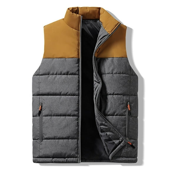 Kalauyu Men's Puffer Vest Casual Stand Collar Quilted Waistcoat Outdoor Padded Ski Vest