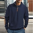 thumbnail image 1 of Kalauyu Men's Quarter Zip Pullover Sweatshirts Casual Texture Sweater Fall Winter Warm Mock Neck with Pockets, 1 of 9