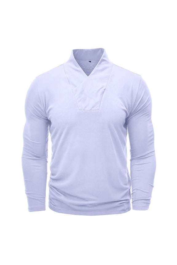 Men's Shirt Long Sleeve Front Placket Pullover T Shirt Tops Fall Winter Spring