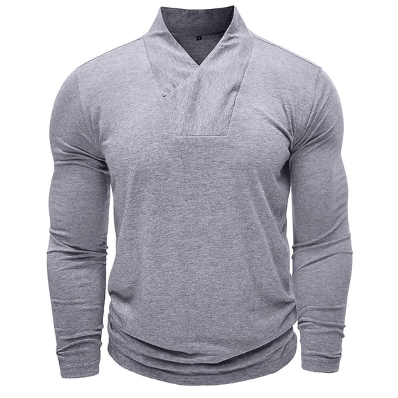 Kalauyu Men's Shirt Long Sleeve Front Placket Pullover T Shirt Tops Fall Winter Spring