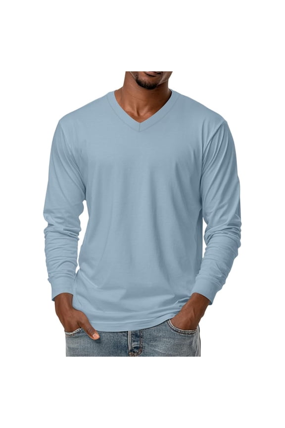 Men's Shirts Long Sleeve V Neck T-Shirt Stylish Casual Loose Fit Tee Thermal Underwear