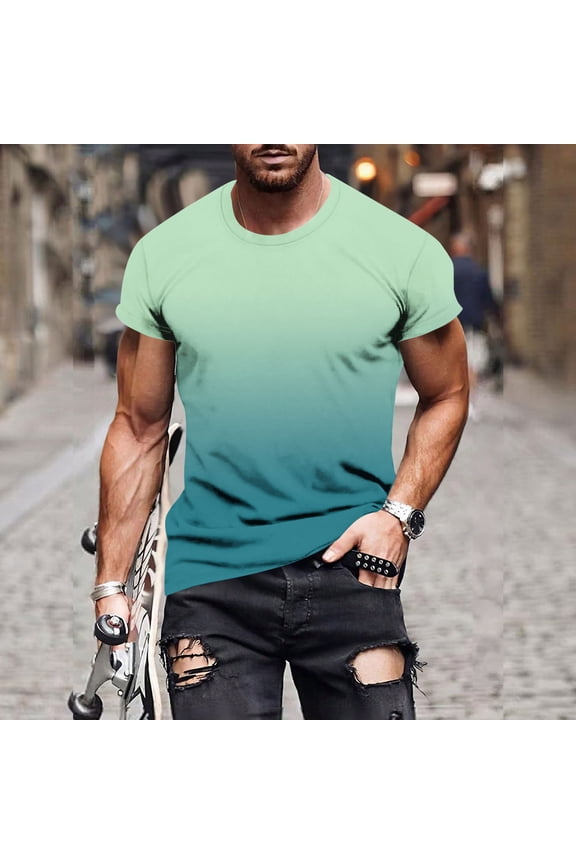 Men's Short Sleeve Tops Summer Casual Tee Stretch Muscle Lightweight Crewneck F T-Shirt