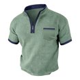 thumbnail image 1 of Kalauyu Men's Short Sleeve Waffle Shirts Quarter-Zip Casual Mock Neck Basic Designed Cotton Shirts Summer Tops, 1 of 5