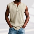 thumbnail image 1 of Kalauyu Men's Sleeveless Henley Tank with Chest Pocket, Casual Solid Color Summer Outings Top, 1 of 6