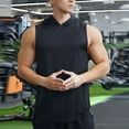 thumbnail image 1 of Kalauyu Men's Sleeveless Hoodie Tank Top,Quick Dry Breathable Athletic Solid Color Hooded Shirt for Running, 1 of 5
