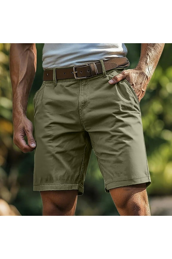 Men's Stretch Chino Short Slim Fit Flat Front Shorts Summer Cotton Casual Shorts with Pocket