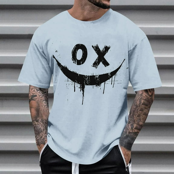 Kalauyu Men's T-Shirts Graphic Short Sleeve Crewneck Tees Shirts Summer Casual Solid Basic Tops