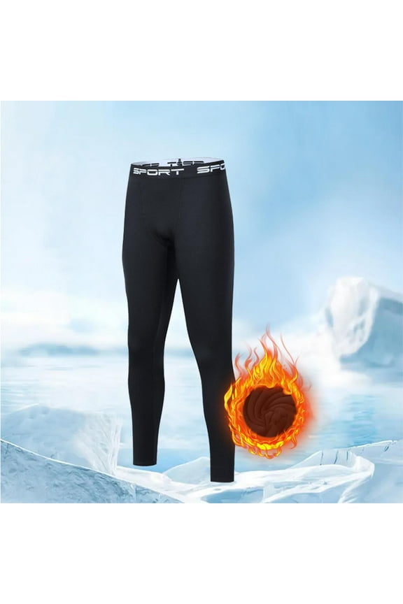 Men's Thermal Compression Pants Fleece Lined Sports Tights Athletic Leggings Base Layer Bottoms Cold Weather Gear
