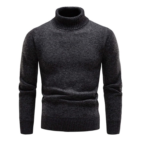 Kalauyu Men's Thick High Neck Sweater With Long Sleeves And Warm Base Knitted Sweater